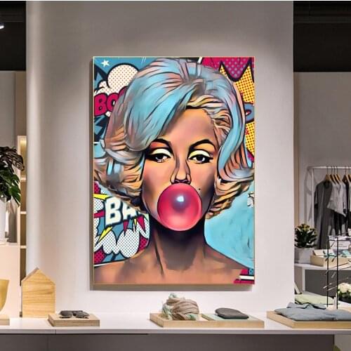 Classic Movie Star Blowing Bubbles Art Canvas Paintings Poster and Print Cuadros Wall Art Picture for Home Decor (No Frame)