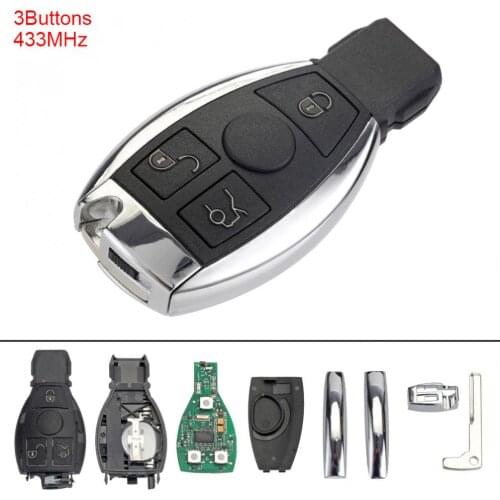 1 Piece ABS 433MHz 3 Buttons Keyless Uncut Flip Car Remote Key Fob With Battery for Mercedes Benz year 2000+ NEC&BGA Control