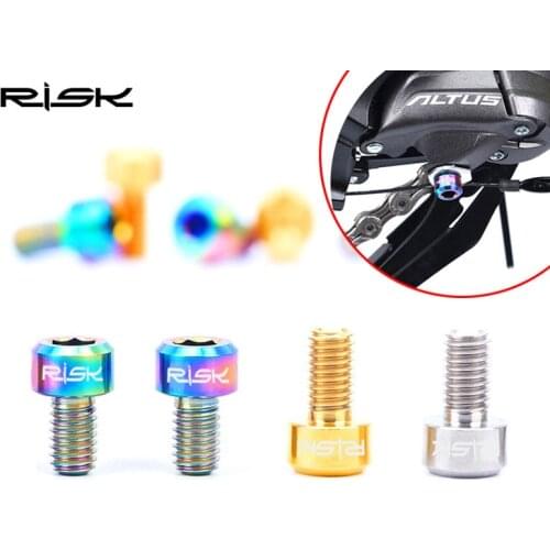 2pcs/lot Risk Bicycle Screws M5x9mm Titanium Alloy MTB Mountain Road Bike Brake Cable Screw Bolts 3 Colors Cycling Accessories