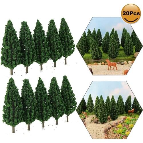20pcs 1:75 Model Train Pine Trees Green For HO OO Scale Layout 85mm S9536