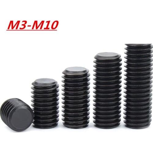 5-50Pcs Grade 12.9 High Tensile Flat Point Grub Screw Hexagon Socket Set Screws Headless Carbon Steel M3 M4 M5 M6 M8 M10