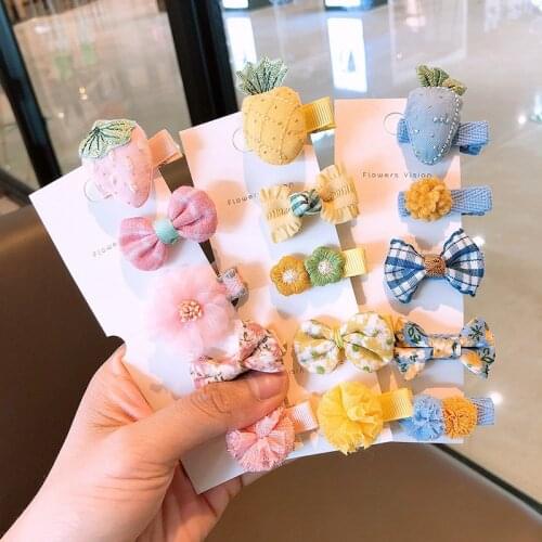 5pcs/lot New Girls Cute Cartoon Flower Fruit Hairpins Kids Sweet Hair Clips Barrettes Hair Ornament Fashion Hair Accessories