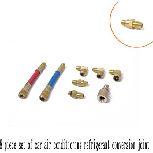 8-piece Set of Car Air Conditioner Refrigerant Adapter-suitable for Car Air Conditioner R-12A/C System Set Hvac