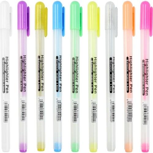 9 Colors Colored Classic Art Marker Pen Gel Ink Pens Bright White Pen Highlight Markers Color Highlighting