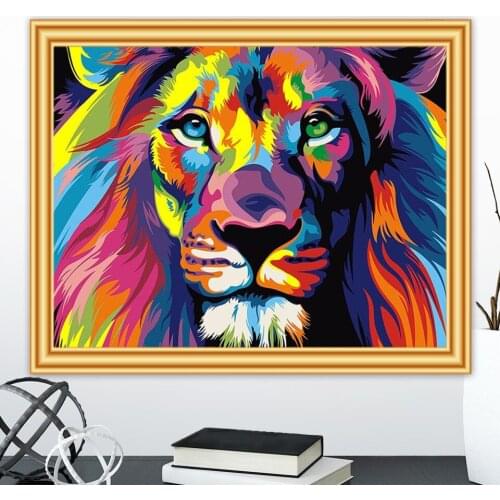 5D DIY Diamond Painting Animals Lion Cat Dog Cross Stitch Kit Full Drill Embroidery Mosaic Art Picture of Rhinestones Decor Gift