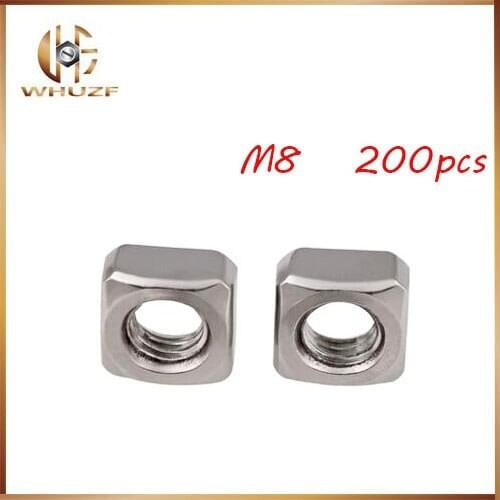 Free shipping 200pcs/lot High Quality 304 Stainless Steel A2-70 M8 Square Nut