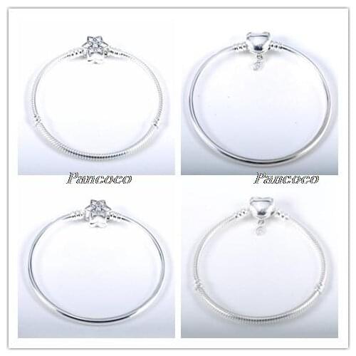 925 Sterling Silver Bracelet Moments Infinity Heart Clasp Snake Bangle Bracelet Fit Women Bead Charm Pandora Jewelry