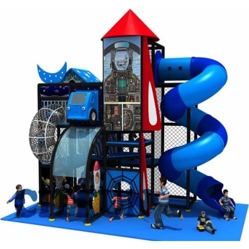 Childrens favorite Space World Amusement park indoor playground with Big funny tube slides IP-024D
