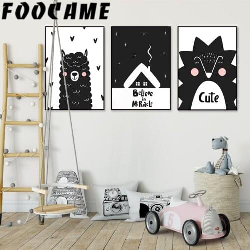 FOOCAME Cartoon House Nordic Animal Posters and Prints Nursery Wall Art Canvas Painting Decoration Pictures for a Childs Room