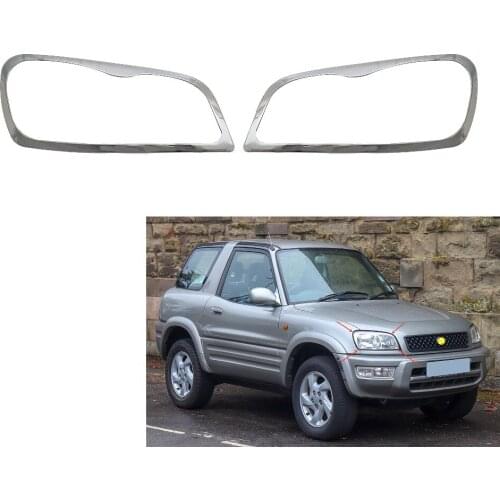 Chrome Headlight Cover Trim For Toyota XA10 RAV4 1994-2000 Head Lamps Shell Frame Decoration Car Accessories