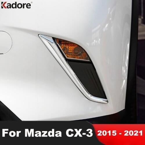 For Mazda CX-3 CX3 2015 2018 2019 2020 ABS Chrome Front Bottom Fog Light Foglight Lamp Eyelid Eyebrow Cover Trim Accessories
