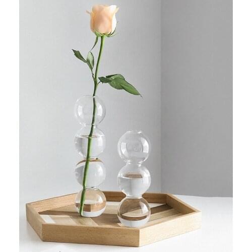 Crystal Ball Flower Vase Bubble Glass Bottle Transparent Hydroponic Ball Art Flower Ware Tabletop Glass Vase Home Decor