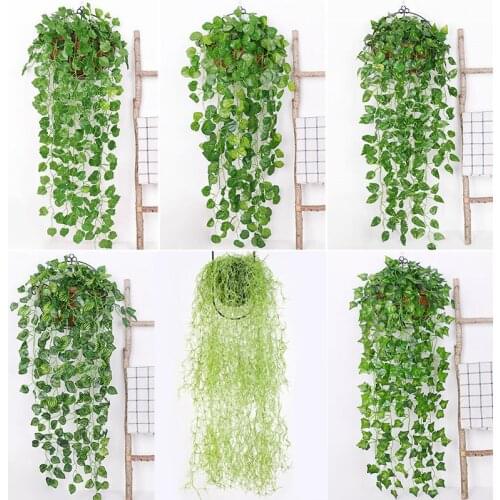 90cm Artificial Plants Green Silk Wall Hanging Leaf Garland Ivy Vine Leaves For Home Wedding Party Garden Decoration Fake Leaves