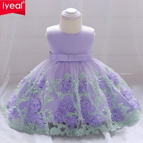 IYEAL Infant Dresses For Baby Girl Lace Princess Dress Baby 1st Year Birthday Dress Baptism Party Dress Newborn Clothes 6-24M