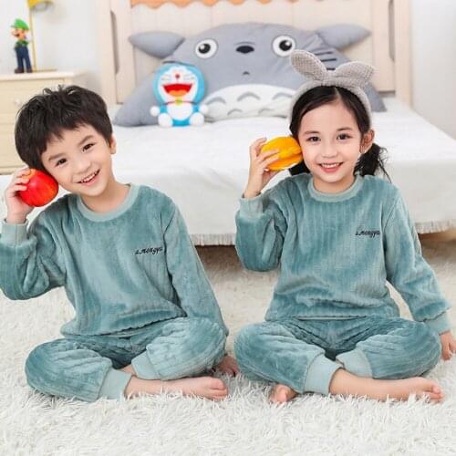 2Pcs Tops+Pants Children‘s Clothes Set Autumn Winter Warm Children Boys Girls Clothes Baby Pajamas Unisex Kids Clothing