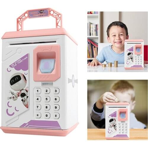 Bank ATM Password Money Box Cash Coin Saving Box For Kids Birthday Christmas Gift New Fingerprint Electronic Piggy