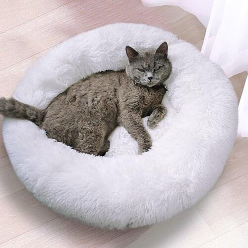 Pet Dog Bed Warm Fleece Round Dog Kennel House Long Plush Winter Pets Dog Beds For Medium Large Dogs Cats Soft Sofa