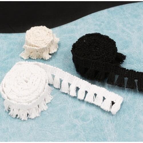 2Yard/Lot Tassel lace Trim Cotton Thread Latin Dress Stage Garment Curtain DIY Accessories 1.8CM White Gray Red Black