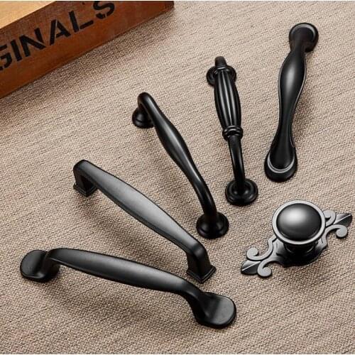 LCH Black Aluminum Alloy Furniture Knobs and handles Collection European Style Garden Cabinet handle Cabinet Knob Door Pull