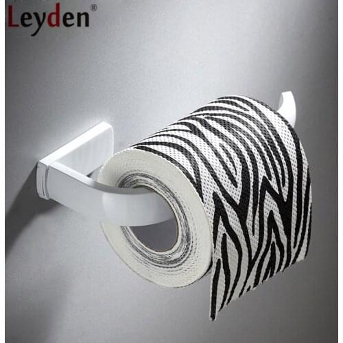 Leyden Wall Mounted Solid Brass Toilet Paper Holder White Tissue Holder Roll Paper Holder Toilet Bathroom Accessories