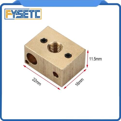 Copper Brass Heated Block For E3D Copper Hotend 3D Printer High Temperature Hardened Steel V6 Nozzles Titan Extruder 16*22*11.5