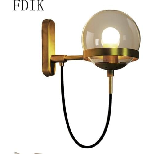 Nordic Glass Wall Lamp Vintage Loft Led Sconce Light Fixture for Bedroom Living Room Bathroom Kitchen Lamps Luminare Retro Deco