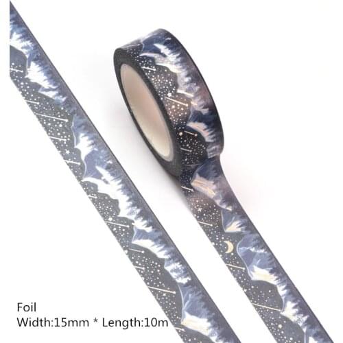 NEW 10pcs/lot 15MM*10m Silver Foil Blue Snow Mountains Washi Tape Scrapbooking Masking Tape Office Adhesive Kawaii Stationery