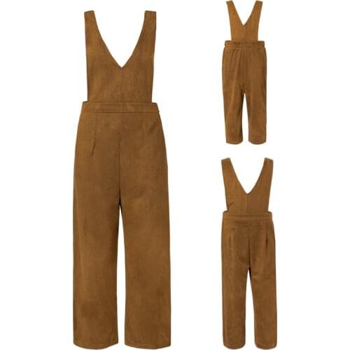 Family Matching Outfits Autumn Winter Khaki Suede Mother Daughter Suspenders Trousers Parent Child Wear Baby Girls Home Clothes