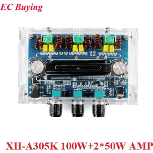 TPA3116D2 Digital Amplifier Board BLE 5.0 Volume Tones 2.1 Channel Stereo Class D 50W*2+100W Speaker Audio for AUX XH-A305