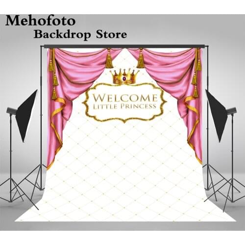 Mehofoto Princess Baby Shower Photo Backdrop for Photography Step Repeat Background Crown Customize