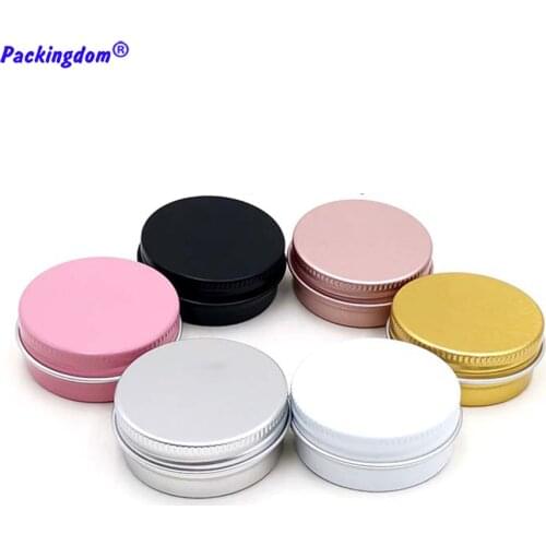 50pcs Empty Aluminum Jar Tins Lip Balm Packing Containers Cream Pomade Storage Box Screw Cap Makeup Aluminium Container 15ml