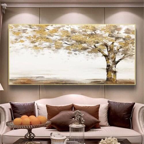 Hand-painted traditional wealth tree and tree of life oil painting on canvas posters and prints home living room wall art aisle