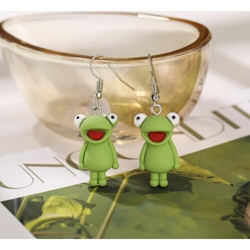 Trendy Animal Frog Dangle Earring Metal Dangle Drop Earring Geometric New Exaggerated Woman Girl Kids Punk Jewelry