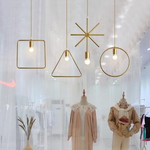 Modern window chandelier bedroom clothing store decoration bar creative personality golden womens clothing shop lamp chandelier
