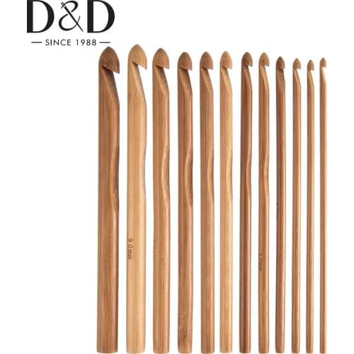 12Pcs Bamboo Knitting Needles 3-10mm Handmade Crochet Hook Sets Knit Weave Yarn Craft Crochet Needles for Knitting Accessories