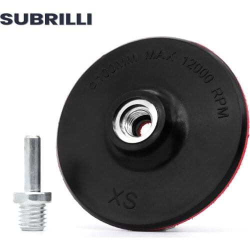 SUBRILLI 4 Inch Backing Pad Wheel m14 100mm Polishing Plate Adhesive Backed Hook Adapter For Electric Drill Car Polish Grinder