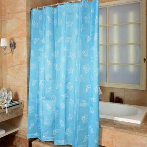 Upscale The new thick blue Mediterranean blue polyester curtain high - grade household waterproof mildew bathroom shower curtain
