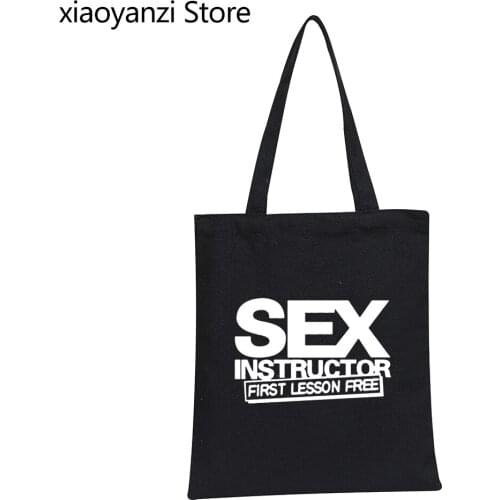 Sex Instructor Funny Creative Women Novelty Canvas Shopping Bag Casual Eco Handbag Tote Reusable Grocery Shopper Bags Wholesale