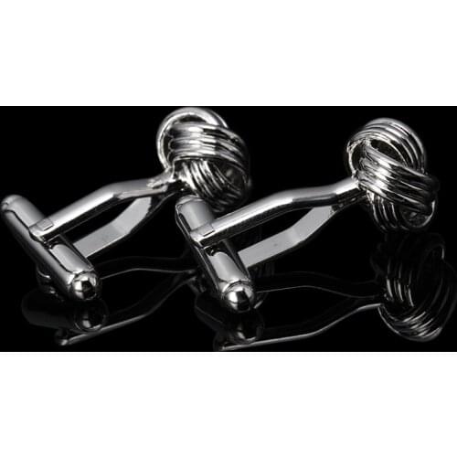 Free shipping Cufflinks silver color knot design copper material men cufflinks wholesale&retail