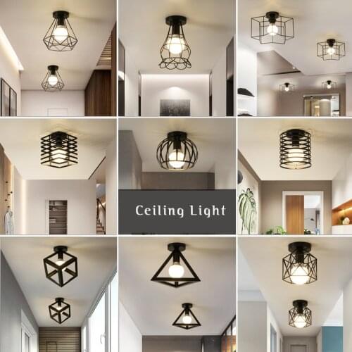 Retro Iron Ceiling Lamp for Aisle Porch E27 Vintage Industrial Ceiling Lights Fixtures for Living Room Bedroom Home Lighting