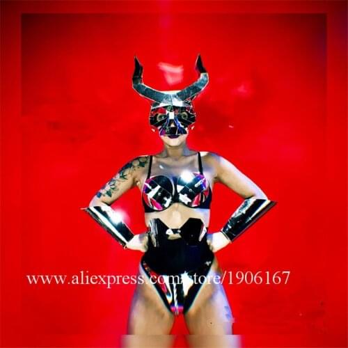 Nightclub Sexy Lady Dance Bikini Suit With Headwear Halloween Christmas Ballroom Costumes Party Stage Performance DS Clothes
