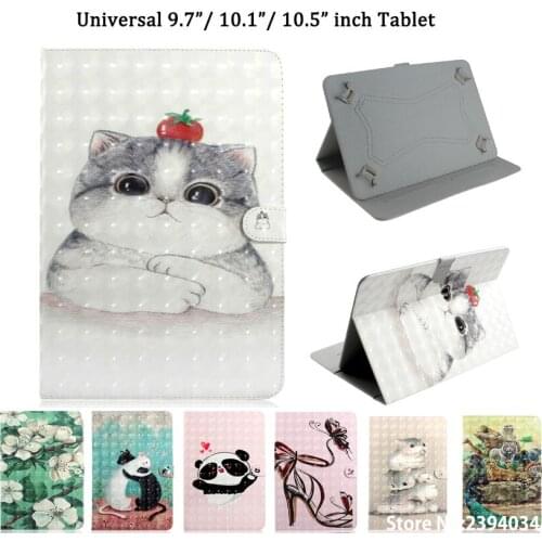 10.1 inch Universal Case Cover Funad With Card Slot For 9.7 10 10.1inch Tablet With Cat Butterfly Printing Capa Shell Pouch