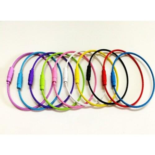100pcs/lot Car 2019 Baking Paint Stainless Steel Wire Keychain Cable Rope Keyring Colorful Colors Key Chain Rings Holder