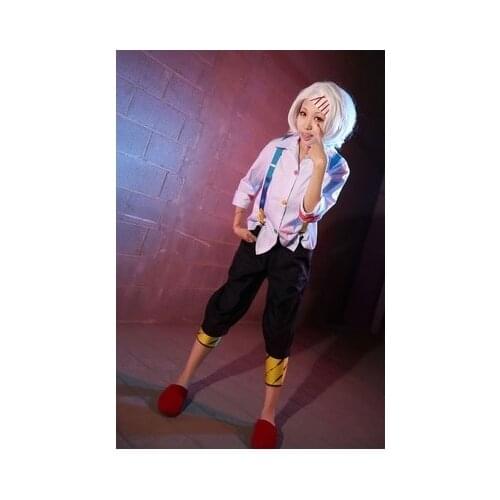 Anime Tokyo Ghoul Cosplay Juzo Suzuya Rei Cosplay Costume Full Set ( White / Pink Shirt Pants Straps Kneecap ) Custom Made
