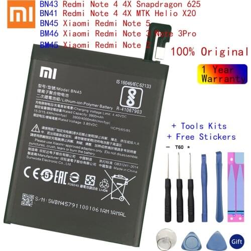 BN45 BN43 BN41 BM45 BM46 Battery For Xiaomi Redmi Note 5 4 4X 3 2 Note2 Note3 Note4 Note4X Replacement Lithium Polymer Bateria