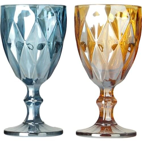 Wine Glasses Multicolor Carved Glass Red Wine Juice Cups Wedding Party Champagne Flutes Goblet for Bar Restaurant Home as Gifts
