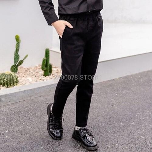 100% Cotton Trousers For Boys School Formal Performance Pants Brand Kids Wedding Party Trousers Menino Sports Pants 4-16Y