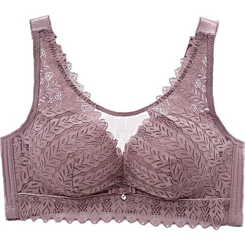 Pluse Size Lace Wireless Bras Women C D Cup Bra Camis Embroidery Floral Bralette Brassiere Female Underwear 36 to 44