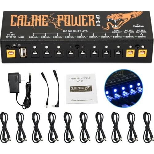 Caline CP-04 Guitar Pedal Power Supply 10 Isolated Output Power Tuner Short Circuit /Over current Protection Guitar Effect Power