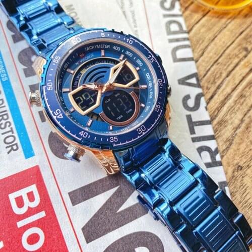 2021 NAVIFORCE LED Watches Top Brand Luxury Stainless Steel Strap Sport Male Clock Digital Quartz Military Army Man Wristwatch